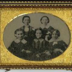 Cased ambrotype of five women 
