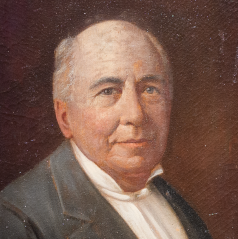 Period oil painting portrait of an older man, known as William Driver, in a dark suit with white shirt, facing slightly right, neutral expression.